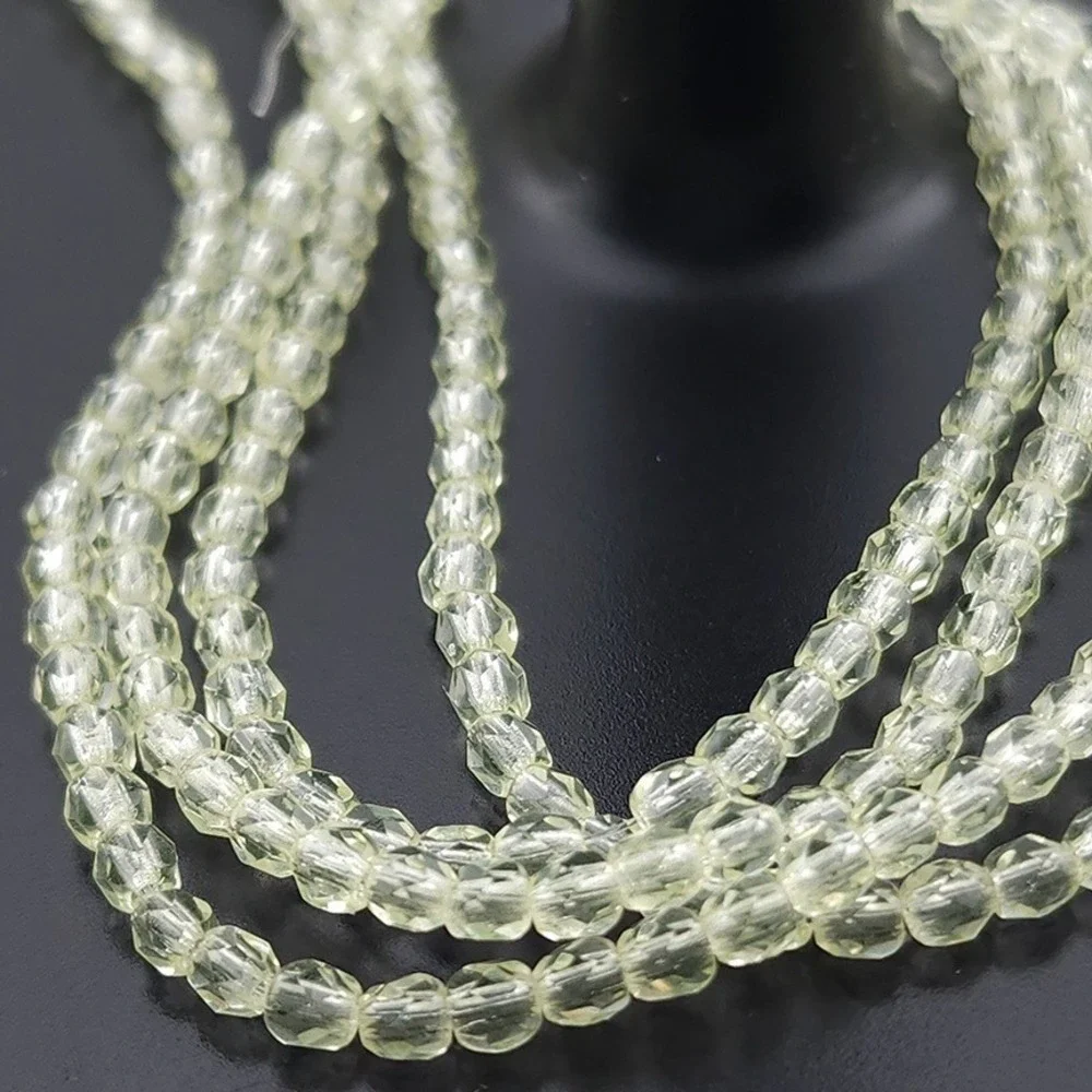 50pcs Vaseline Uranium Glass Beads 3mm Faceted Light Yellow Czech‎ UV
